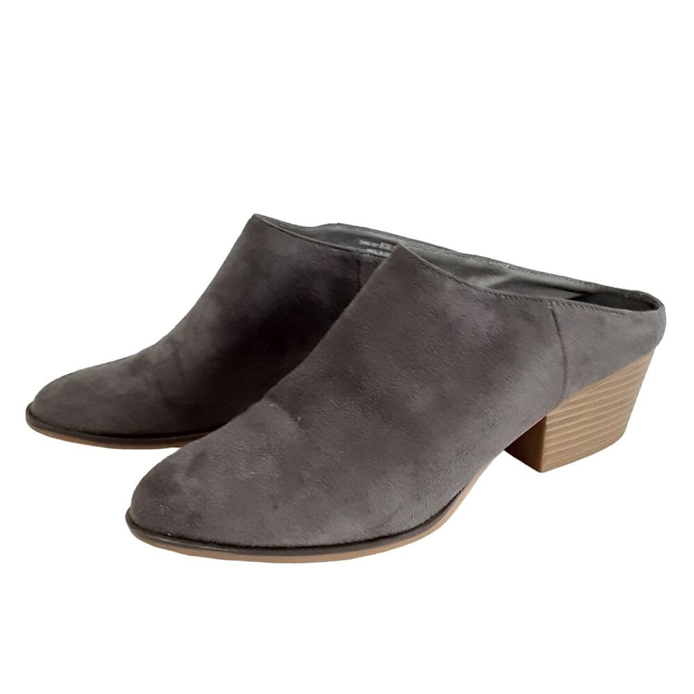 Chinese Laundry Shelbi Suede Mules Block Heel Elephant Gray Womens 8 Ankle Boot